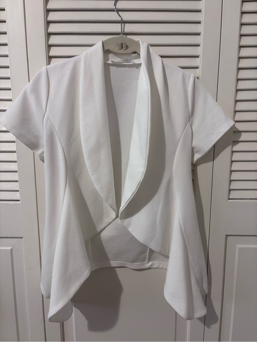 Doublju White Open-Front Draped Cardigan